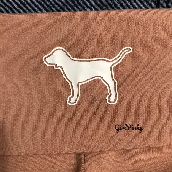 VS PINK TOFFEE FOLDOVER FLARE COTTON LEGGINGS LIMITED EDITION - Picture 7 of 11